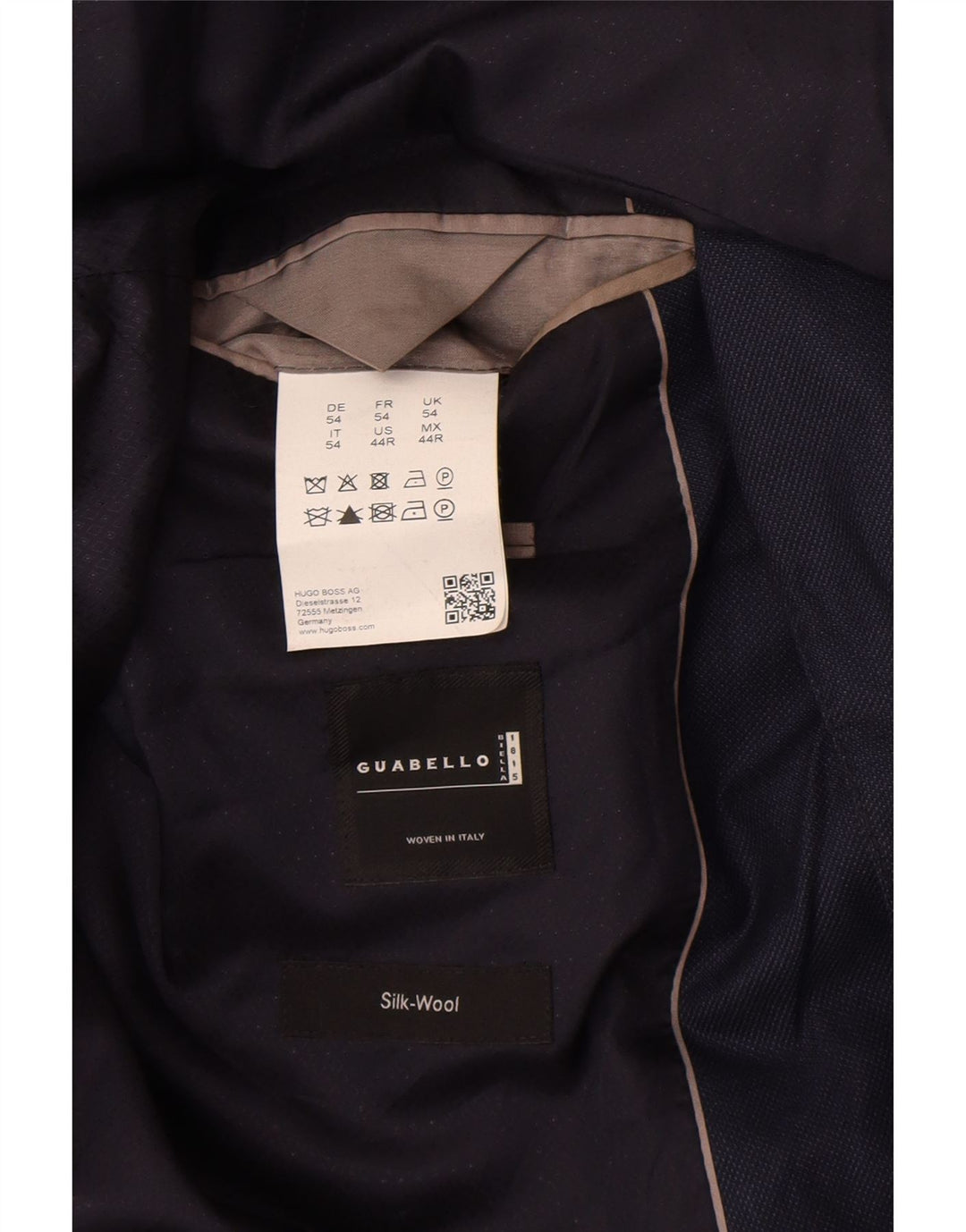 Мужской пиджак Hugo Boss с 2 пуговицами EU 54 2XL Темно-синий шерстяной