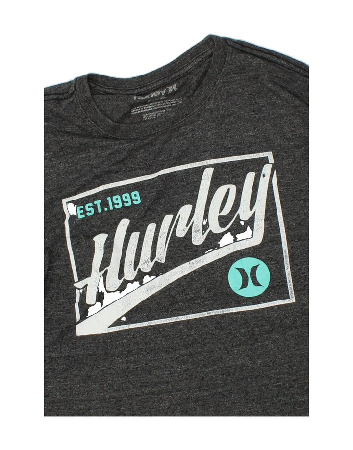 HURLEY Mens Graphic T-Shirt Top Medium Grey Flecked Polyester Vintage Hurley and Second-Hand Hurley from Messina Hembry 
