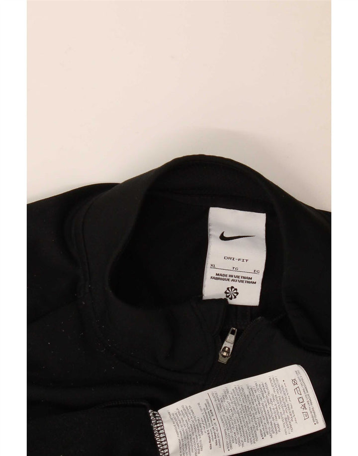 Мужской пуловер с воротником на молнии Nike Dri Fit, спортивный костюм, топ XL, черный полиэстер