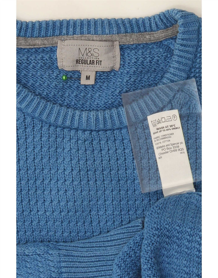 Мужской джемпер с круглым вырезом стандартного кроя Marks & Spencer, средний синий