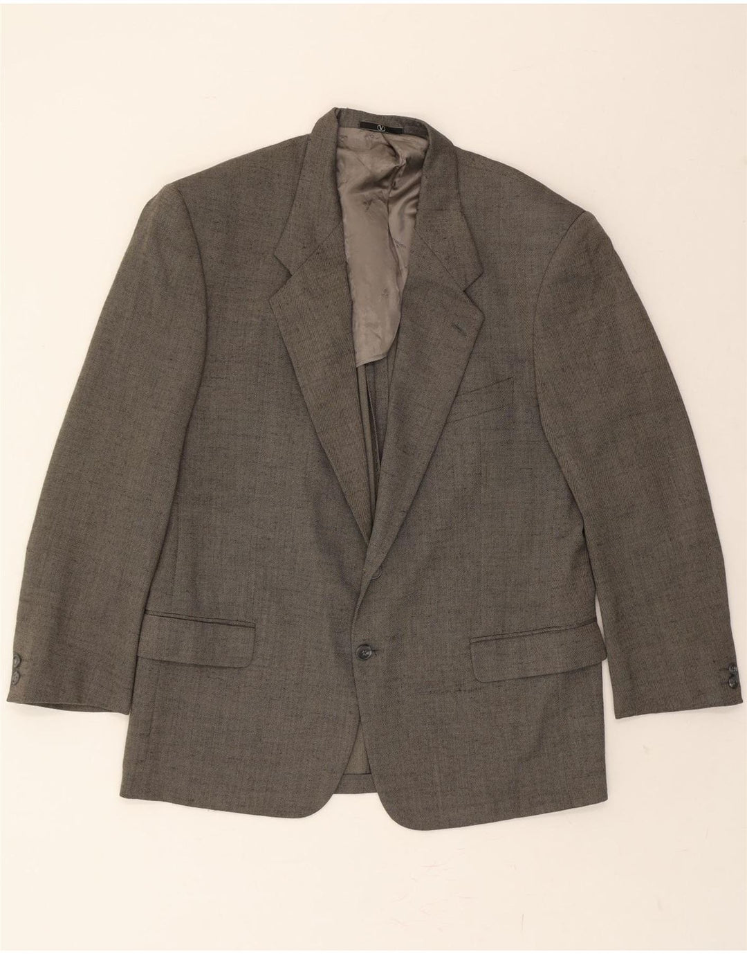 VALENTINO Mens 1 Button Blazer Jacket IT 54 2XL Grey Virgin Wool Vintage Valentino and Second-Hand Valentino from Messina Hembry 