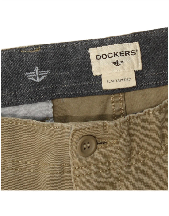 Мужские узкие зауженные брюки-чиносы DOCKERS W34 L32, хлопок цвета хаки