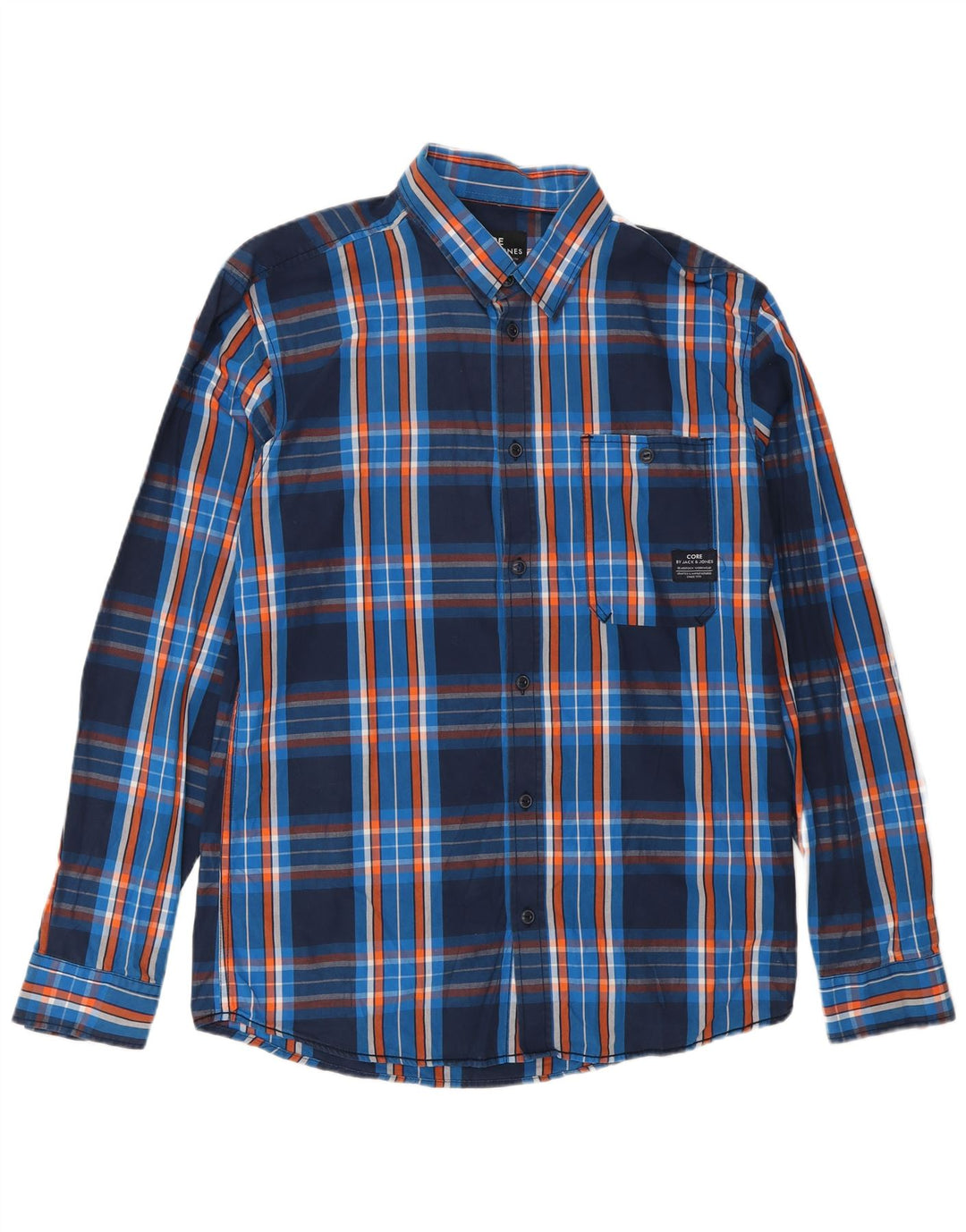 Мужская рубашка Jack & Jones в крупную синюю клетку из хлопка