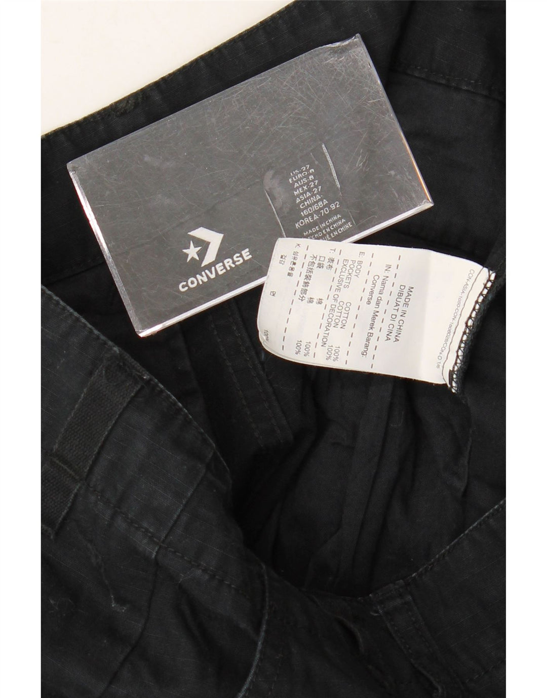 Женские прямые брюки карго CONVERSE W27 L28, черные, хлопковые