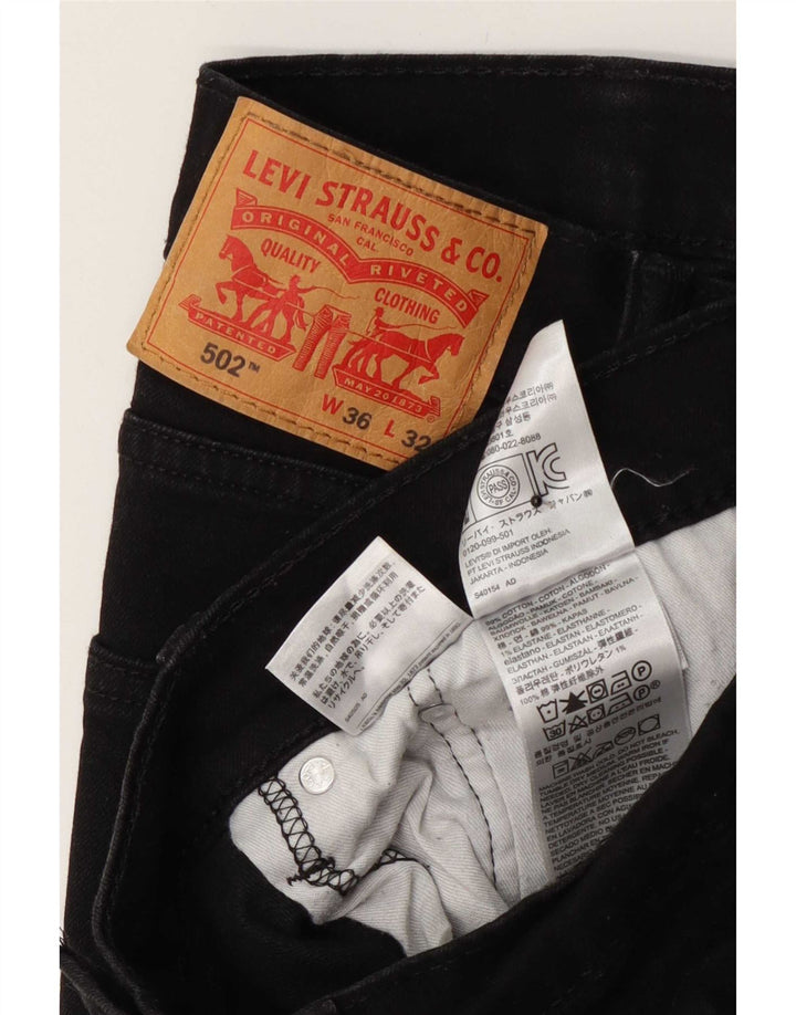 Мужские зауженные джинсы Levi's 502 W36 L32, черный хлопок
