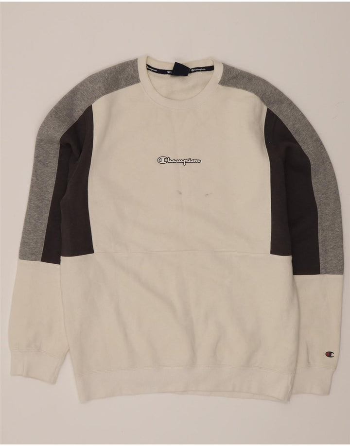 Мужской свитшот Champion Jumper XL, белый хлопок с цветными блоками