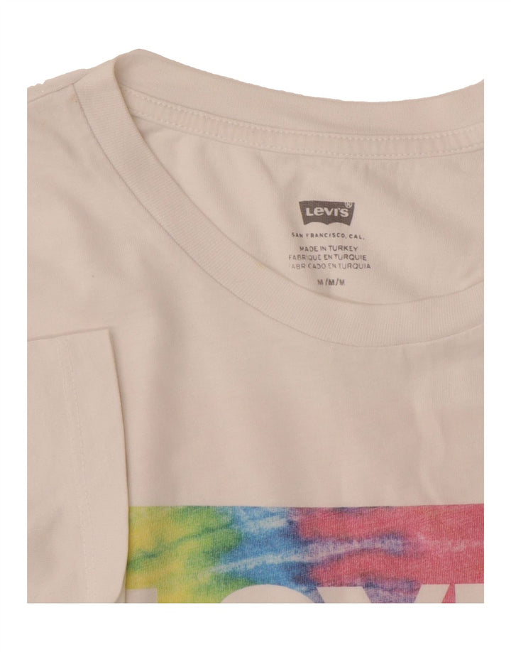 LEVI'S Mens Graphic T-Shirt Top Medium White Vintage Levi's and Second-Hand Levi's from Messina Hembry 