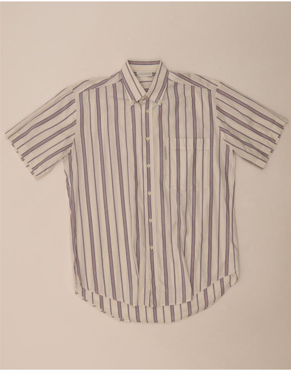 Мужская рубашка с коротким рукавом ADIDAS, размер 15, средний размер, хлопок в белую полоску