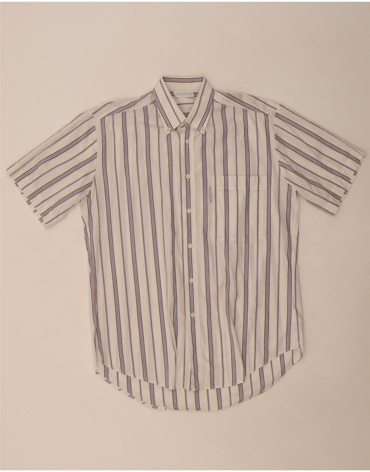 Мужская рубашка с коротким рукавом ADIDAS, размер 15, средний размер, хлопок в белую полоску