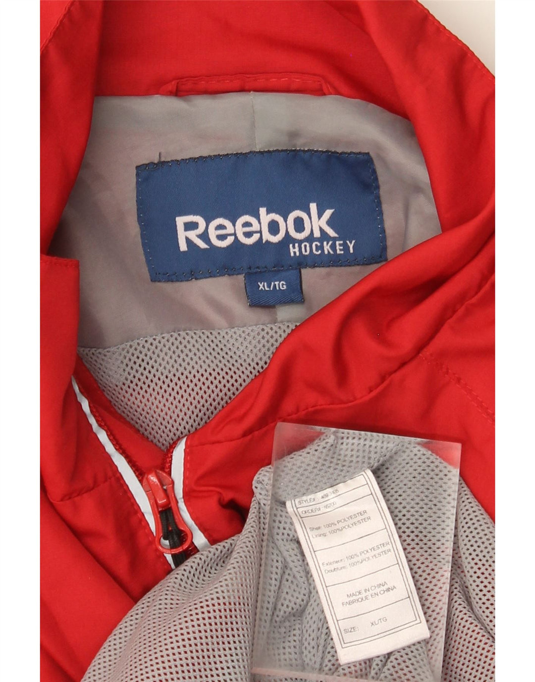 Мужская дождевик Reebok UK 42 XL, красный полиэстер с цветными блоками