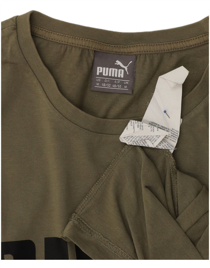 Мужская футболка с рисунком Puma, средний цвет, хаки, хлопок
