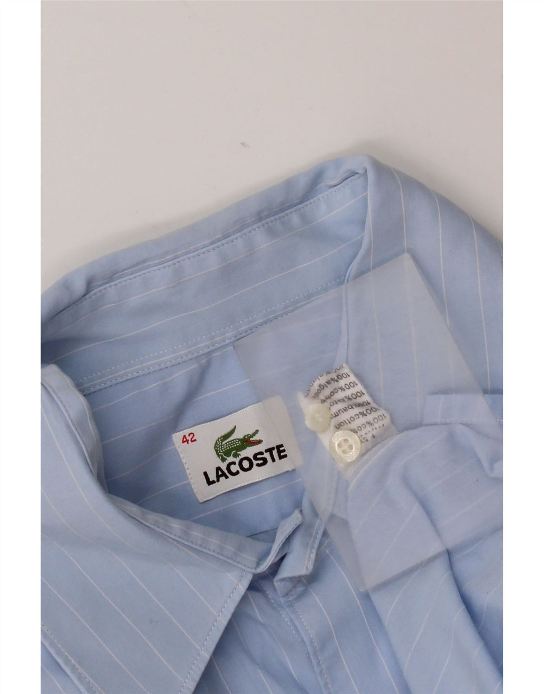 Мужская рубашка Lacoste, размер 42, большая синяя хлопковая полоска