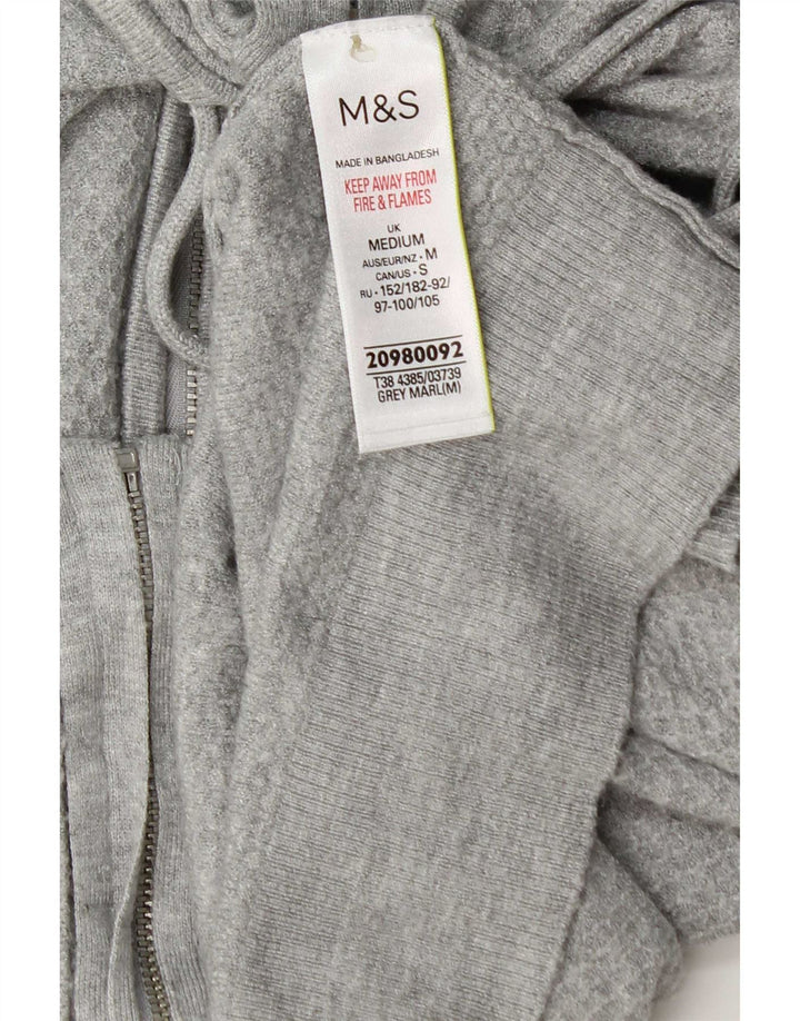 Женский вязаный свитер с капюшоном на молнии Marks & Spencer UK 14, средний серый, вискоза