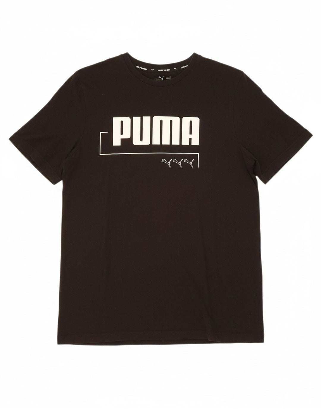 PUMA Mens Graphic T-Shirt Top Large Black Cotton