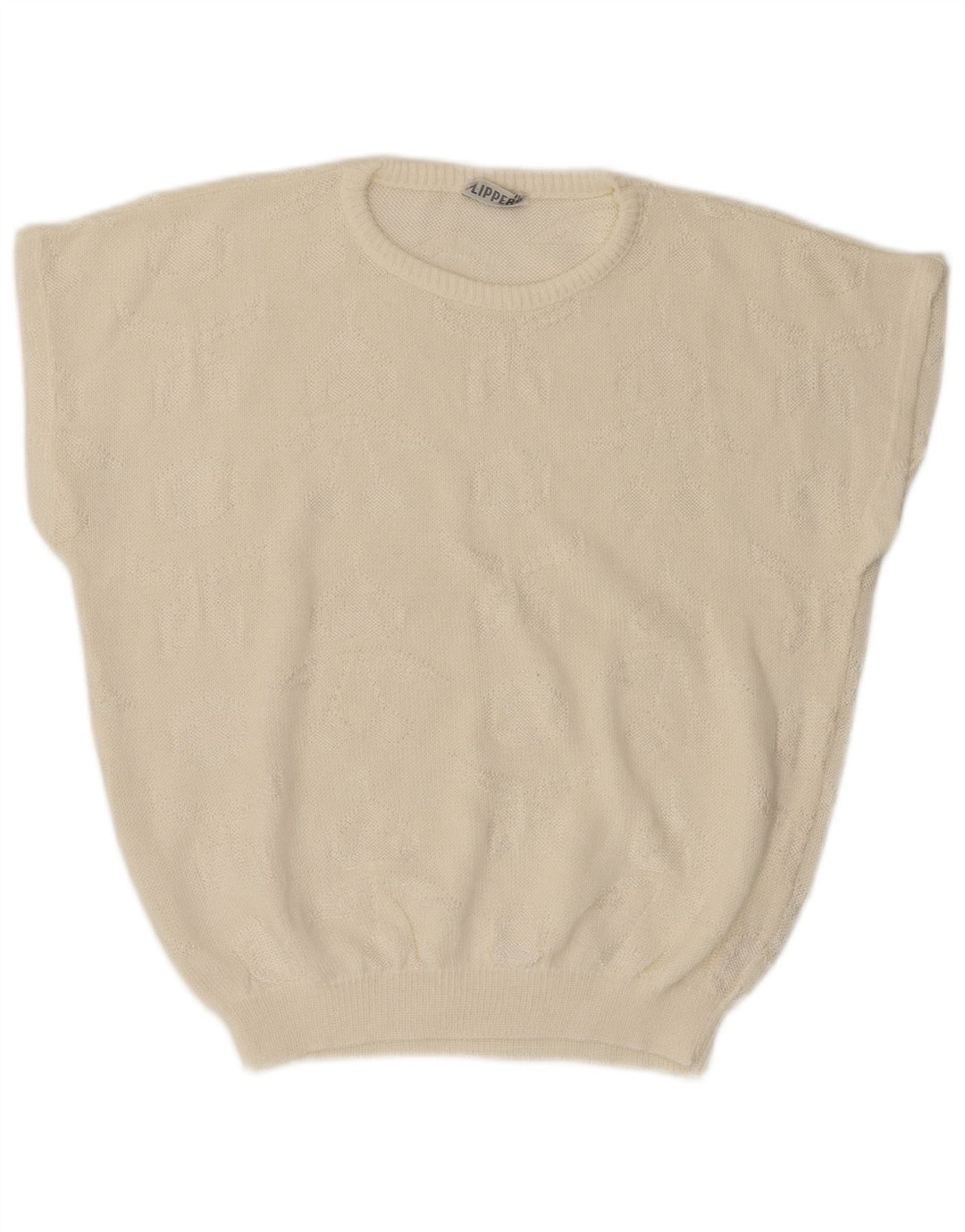 ВИНТАЖНЫЙ женский свободный джемпер с круглым вырезом, Великобритания 14, средний, белый цвет