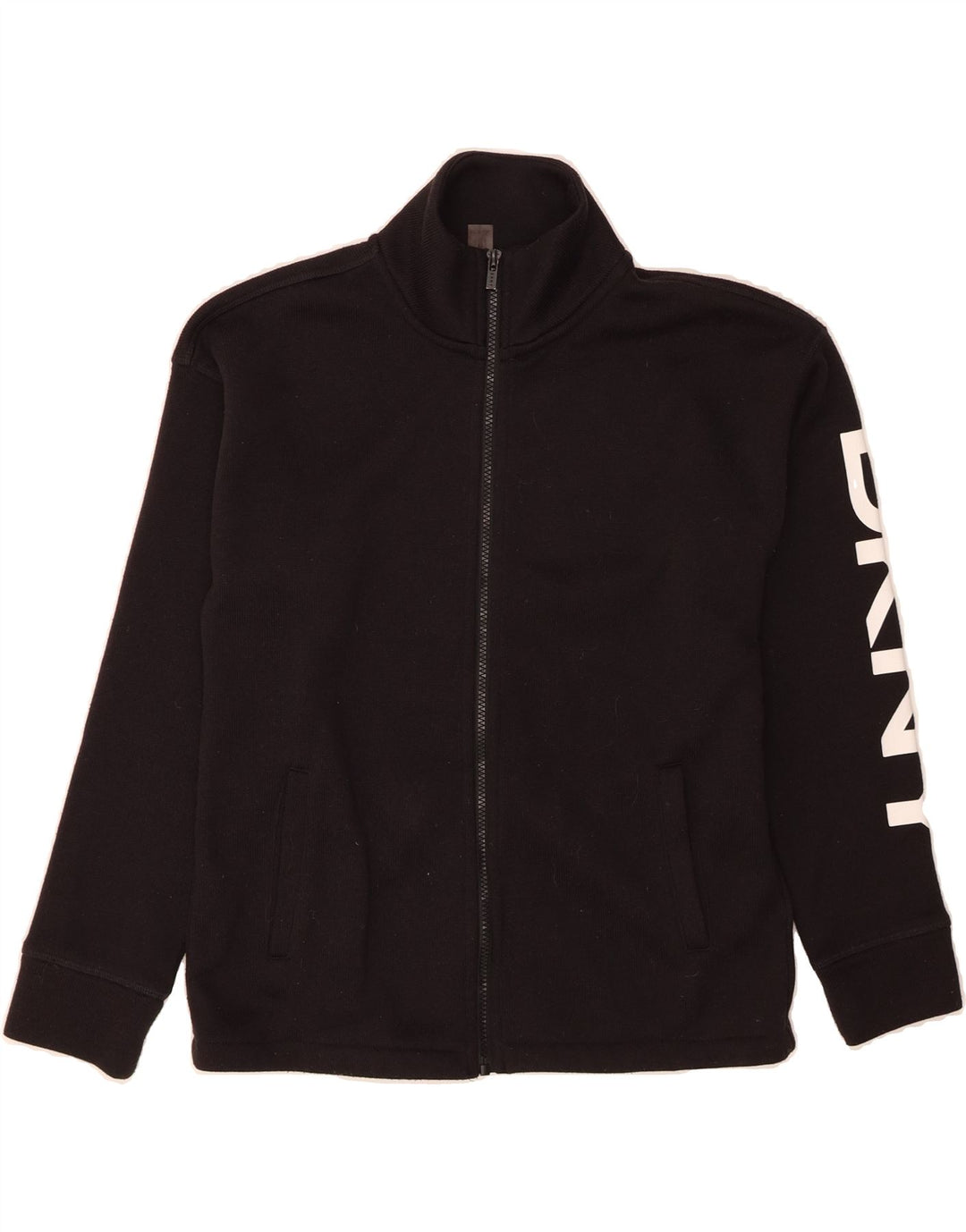 DKNY Womens Graphic Tracksuit Top Jacket UK 10 Small Black Polyester Vintage Dkny and Second-Hand Dkny from Messina Hembry 