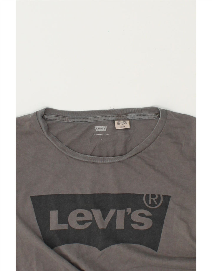 LEVI'S Womens Graphic T-Shirt Top UK 10 Small Grey Vintage Levi's and Second-Hand Levi's from Messina Hembry 