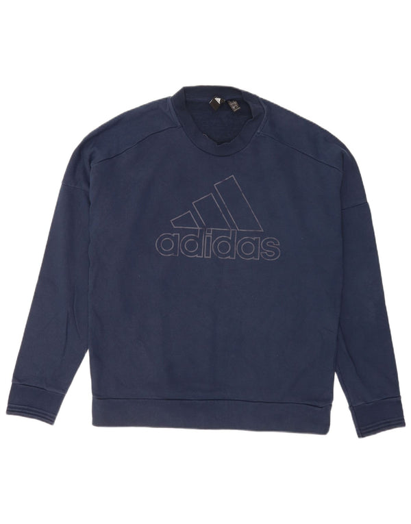 Adidas Mens Graphic Regular Fit Sweatshirt Jumper Large Navy Blue Cotton