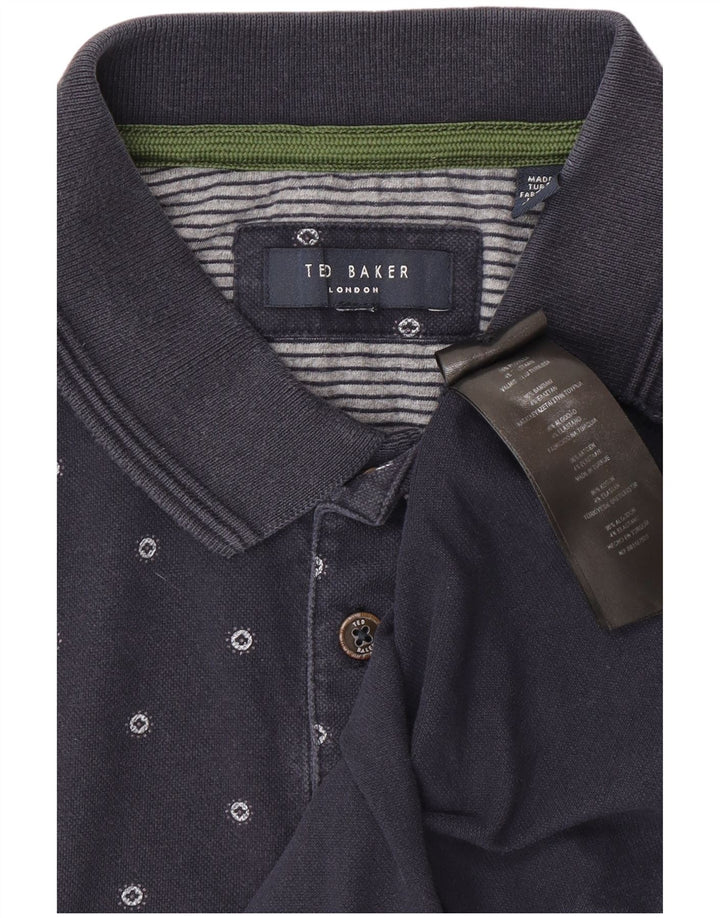 Мужская рубашка-поло Ted Baker, маленькая, темно-синяя, в пятнистый хлопок