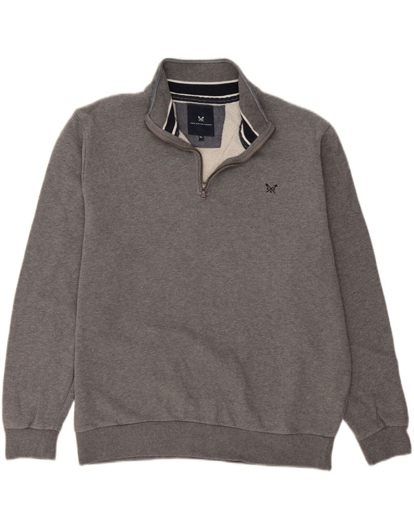 Crew Clothing Мужской свитшот с воротником на молнии, джемпер XL, серый хлопок с крапинками