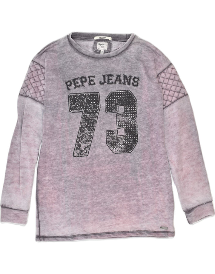 PEPE JEANS Girls Graphic Top Long Sleeve 15-16 Years Large Pink Cotton | Vintage | Thrift | Second-Hand | Used Clothing | Messina Hembry 