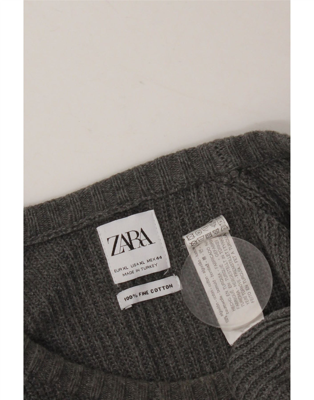 Мужской джемпер с вырезом «лодочка» Zara XL, серый хлопок