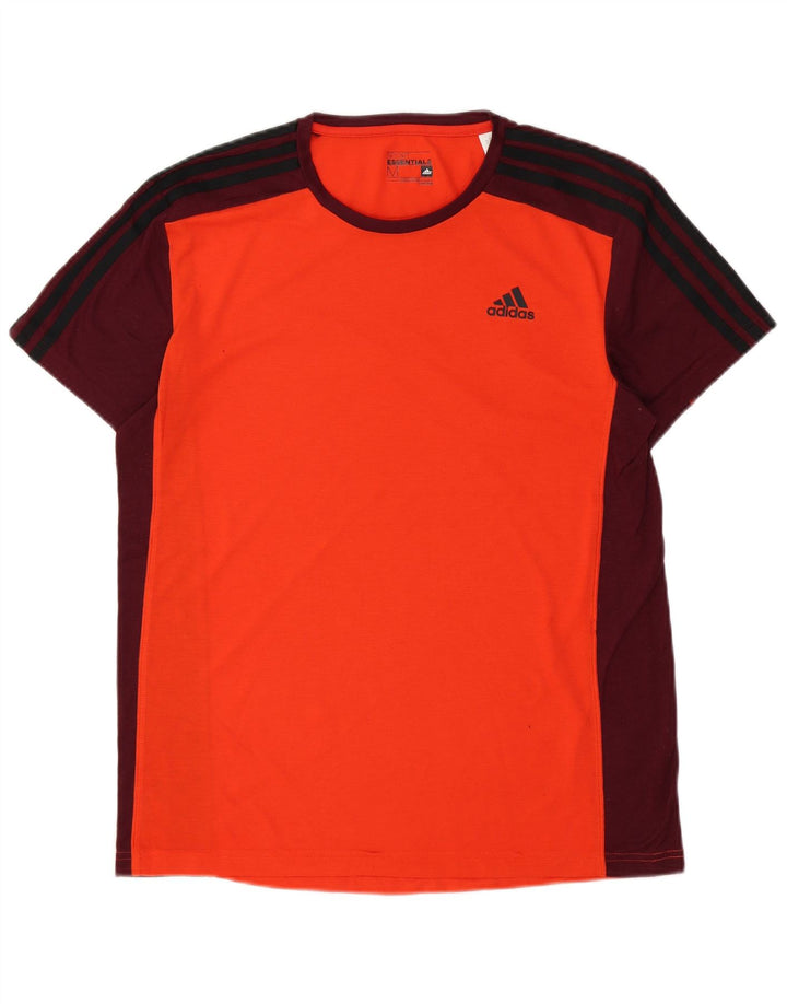 ADIDAS Mens Climalite T-Shirt Top Medium Orange Colourblock Polyester