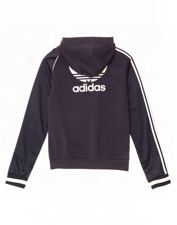 Женский спортивный костюм Adidas с капюшоном, верхняя куртка UK 10, маленький темно-синий полиэстер