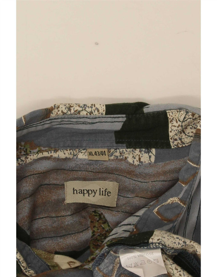 Мужская рубашка Happy Life, размер 43/44 XL, серая, в стиле пэчворк, вискоза