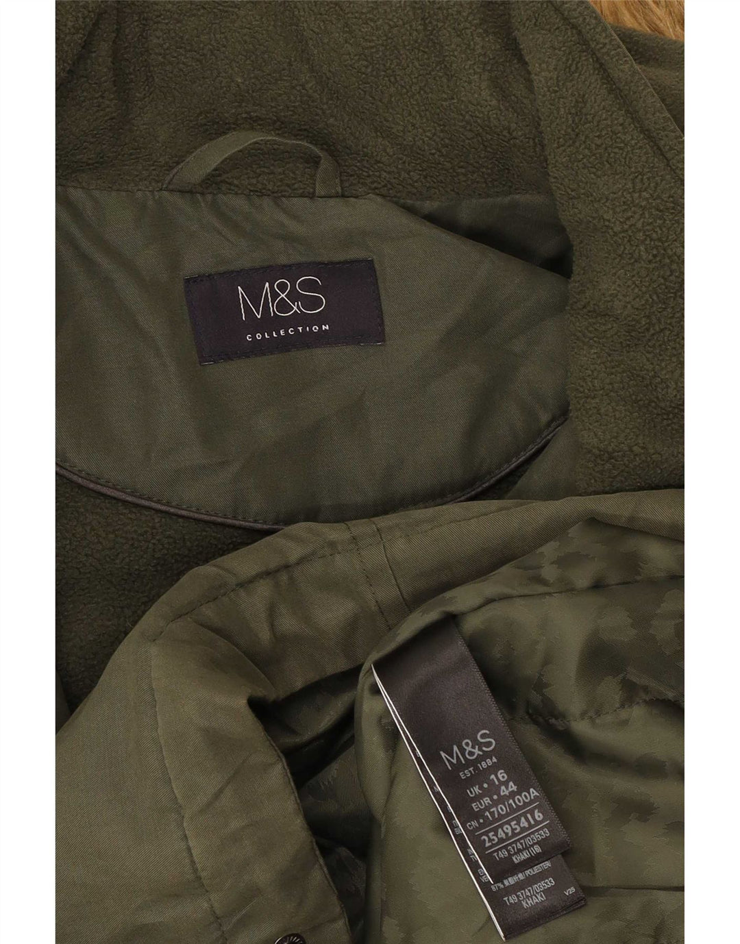 Женская парка с капюшоном Marks & Spencer UK 16, большой цвет хаки, полиэстер