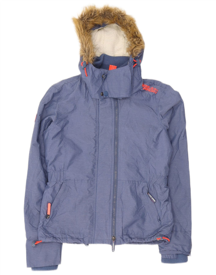 Женская ветровка из шерпа с капюшоном Superdry UK 14, средний синий