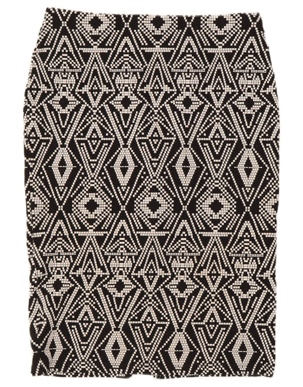 Женская юбка-карандаш Marks & Spencer UK 12 Medium W30 Черная с геометрическим рисунком