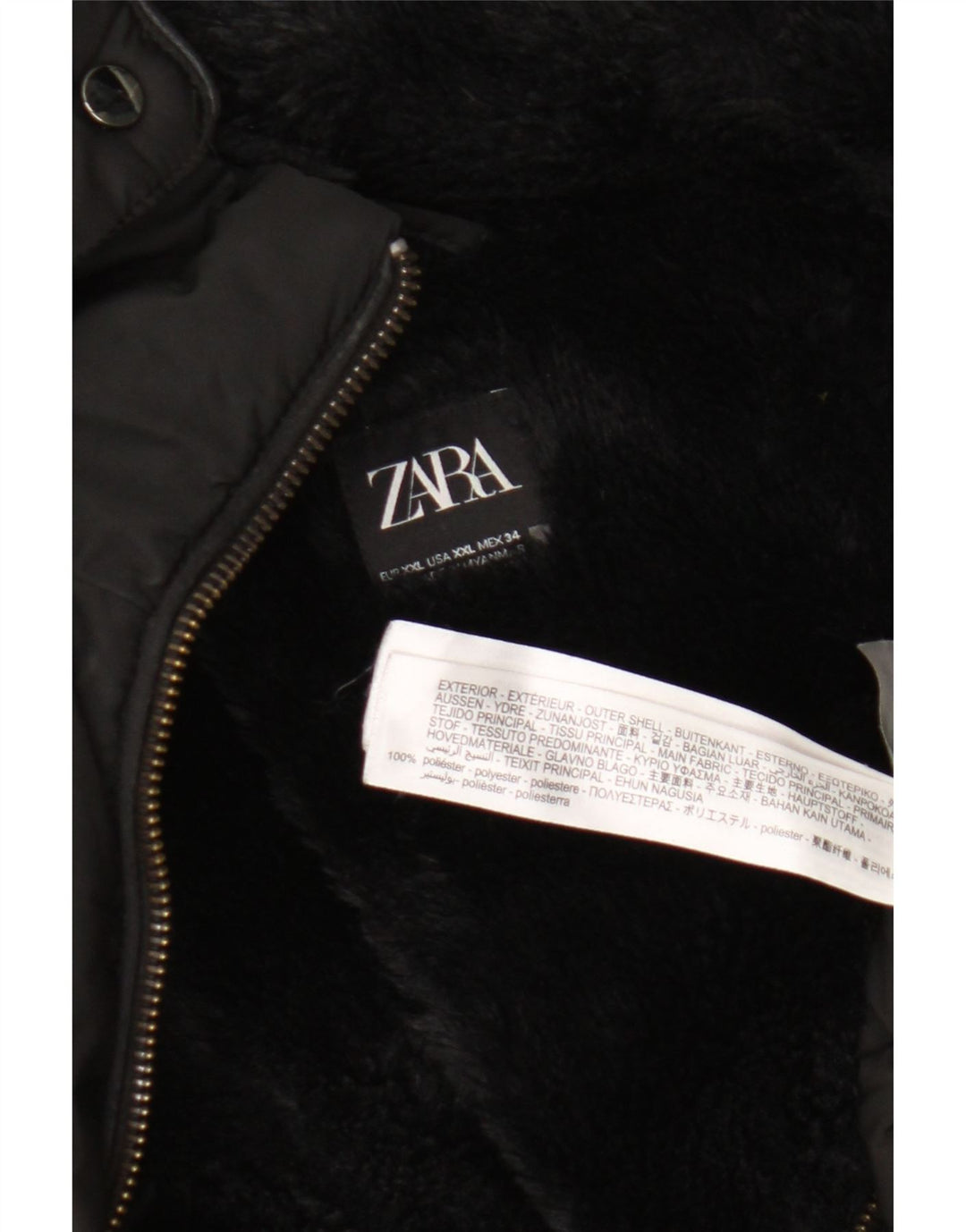 Женская стеганая куртка с капюшоном Zara UK 20 2XL, черный полиэстер