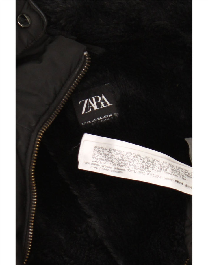 Женская стеганая куртка с капюшоном Zara UK 20 2XL, черный полиэстер