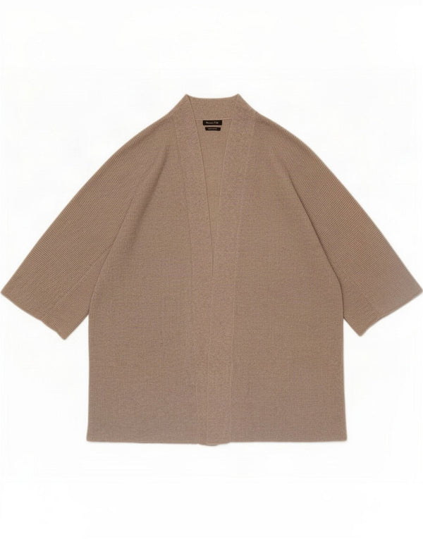 Женский свитер-кардиган с короткими рукавами Massimo Dutti UK 14, средний коричневый