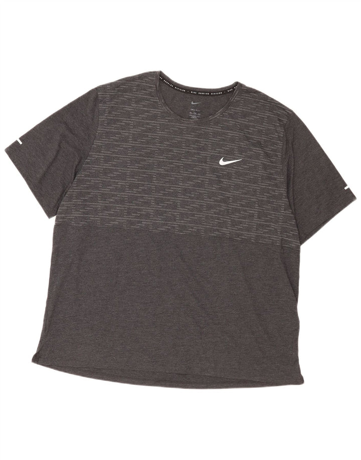 Мужская футболка Nike Dri Fit 2XL, серый полиэстер с геометрическим рисунком