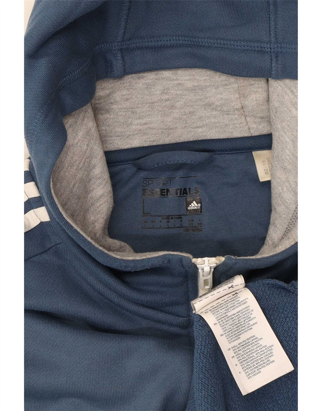 Мужской свитер с капюшоном Adidas Climalite на молнии, большой темно-синий из полиэстера
