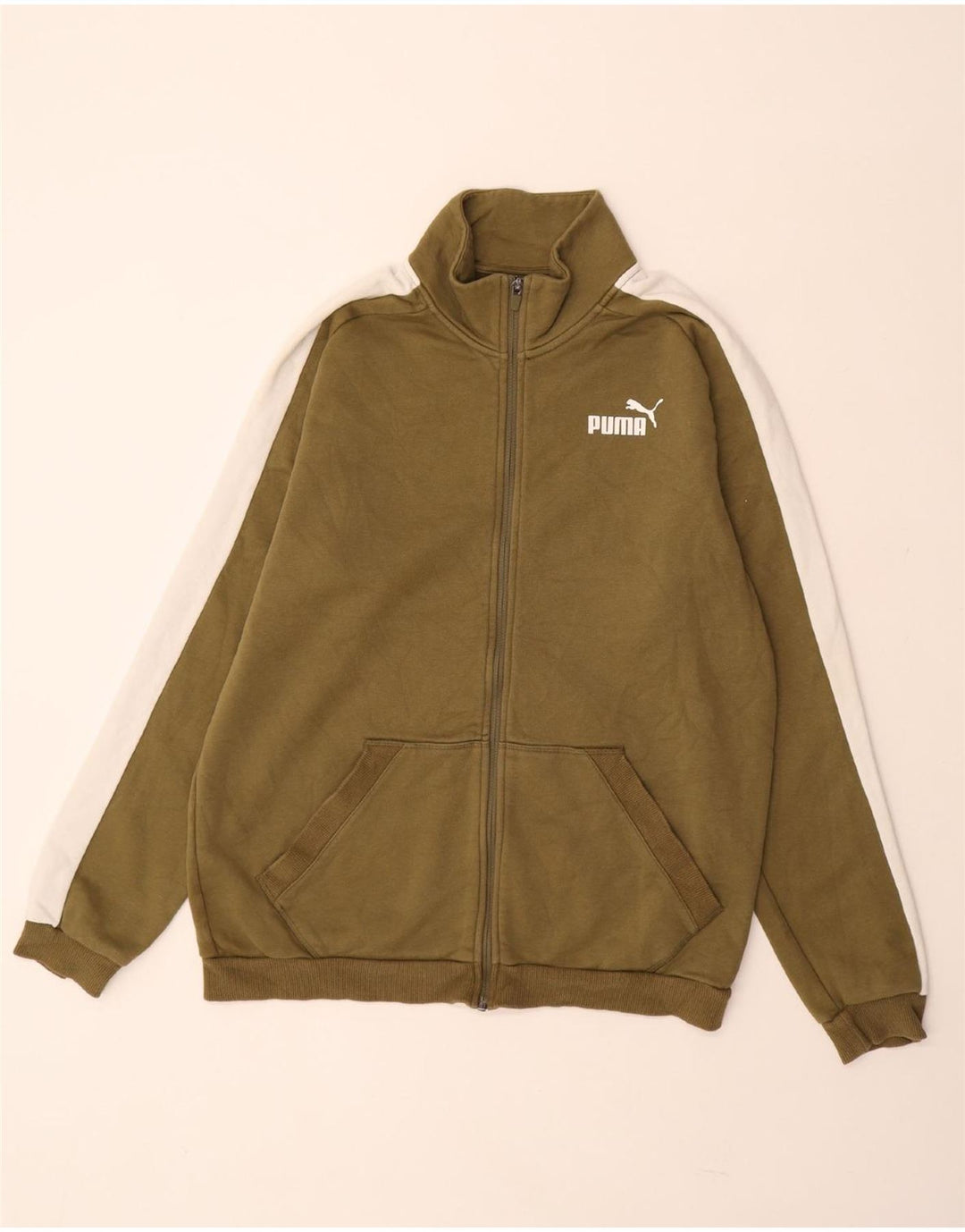 Мужской спортивный костюм PUMA, верхняя куртка, средний цвет, хаки, хлопок с цветными блоками