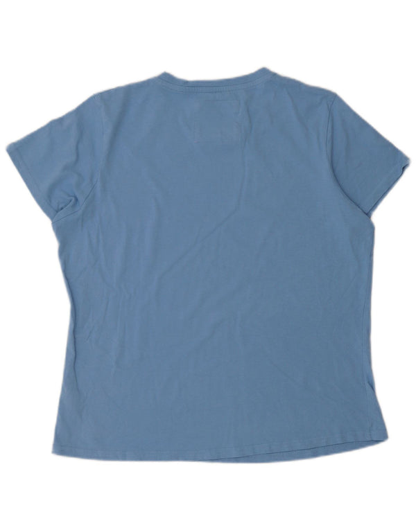 Crew Clothing Женская футболка с рисунком Top UK 16, большой синий хлопок