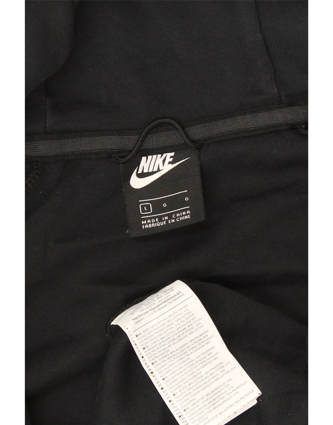 Мужской свитер с капюшоном на молнии Nike, большой черный, хлопковый