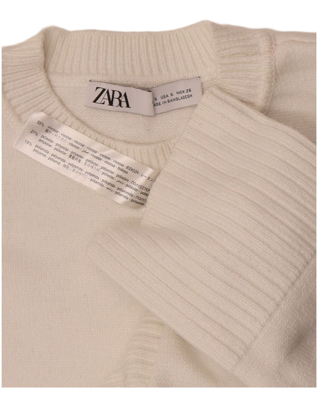 Женский свободный джемпер с круглым вырезом Zara UK 10, маленький белый вискоза
