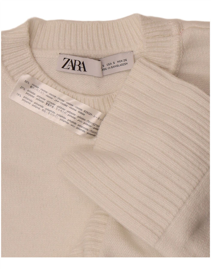 Женский свободный джемпер с круглым вырезом Zara UK 10, маленький белый вискоза