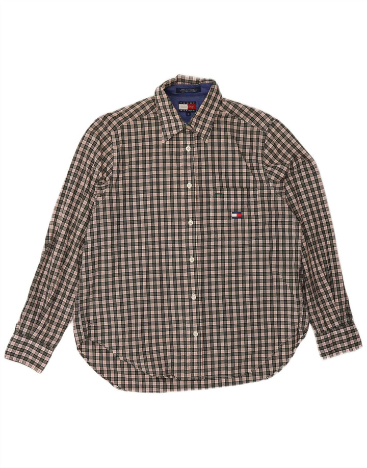 TOMMY HILFIGER Женская рубашка US 8, хлопковая клетка среднего серого цвета