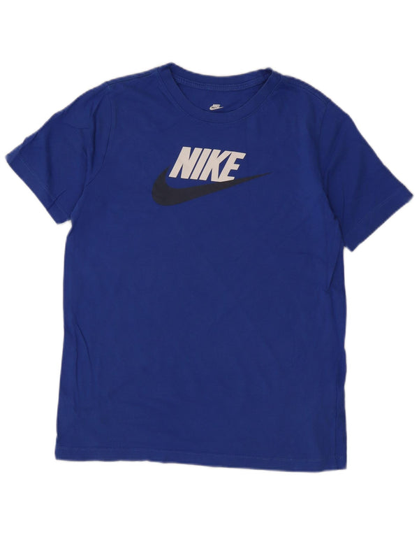 Футболка с рисунком Nike для мальчиков, топ 13–14 лет, синий хлопок, размер XL