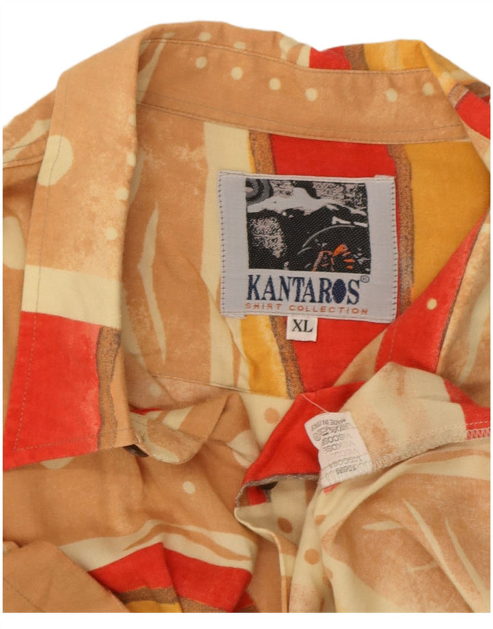 Kantaros Мужская рубашка с коротким рукавом XL Разноцветная лоскутная вискоза