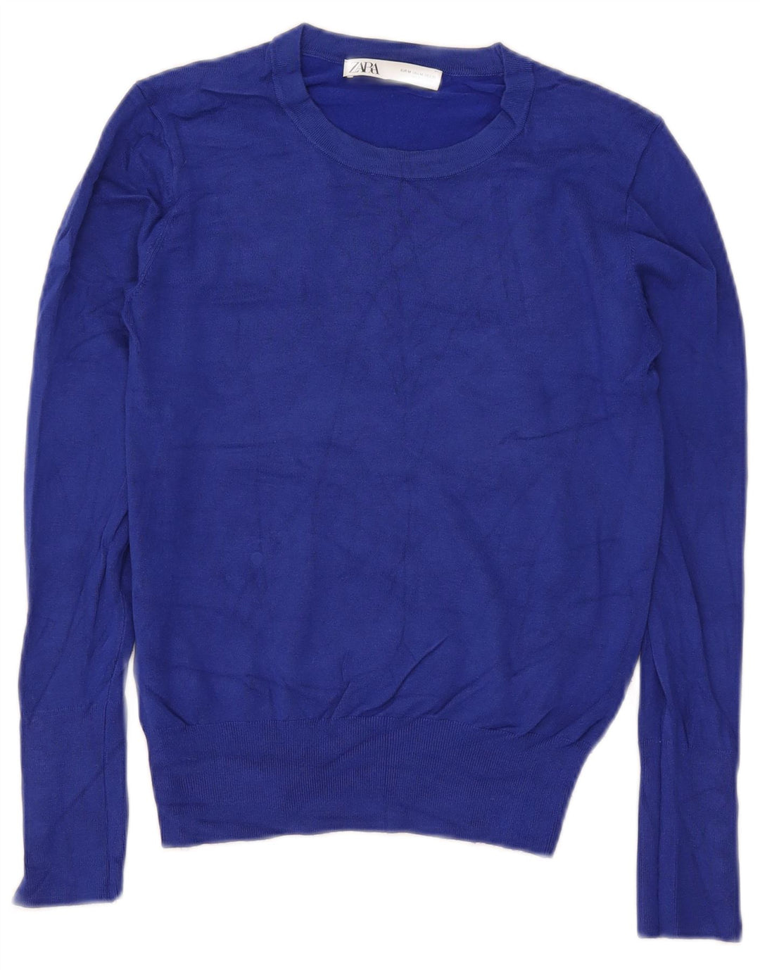 Женский укороченный джемпер с круглым вырезом Zara UK 12, средний синий цвет