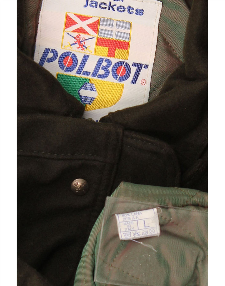 Мужское пальто с капюшоном POLBOT UK 40, большое, цвет хаки, шерсть