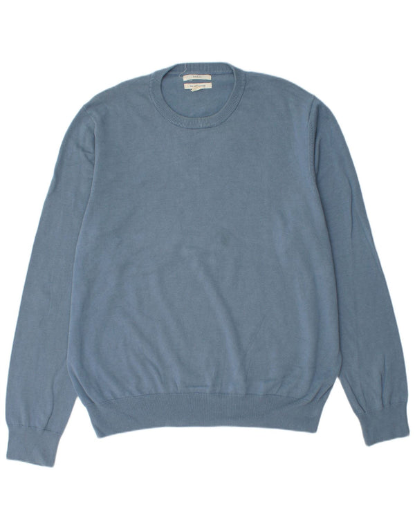 Marks & Spencer Mens Crew Neck Jumper Sweater XL Blue Cotton
