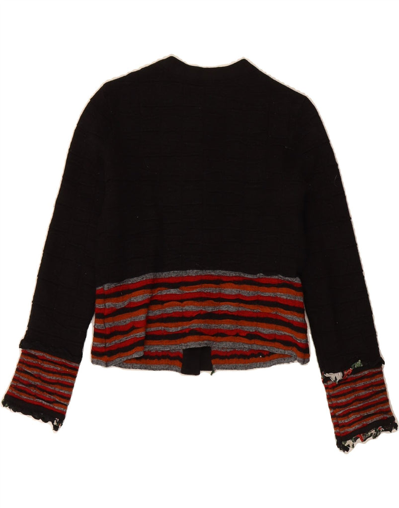 KENZO Girls Crop Cardigan Sweater 12-13 Years XL Black Striped Wool Vintage Kenzo and Second-Hand Kenzo from Messina Hembry 