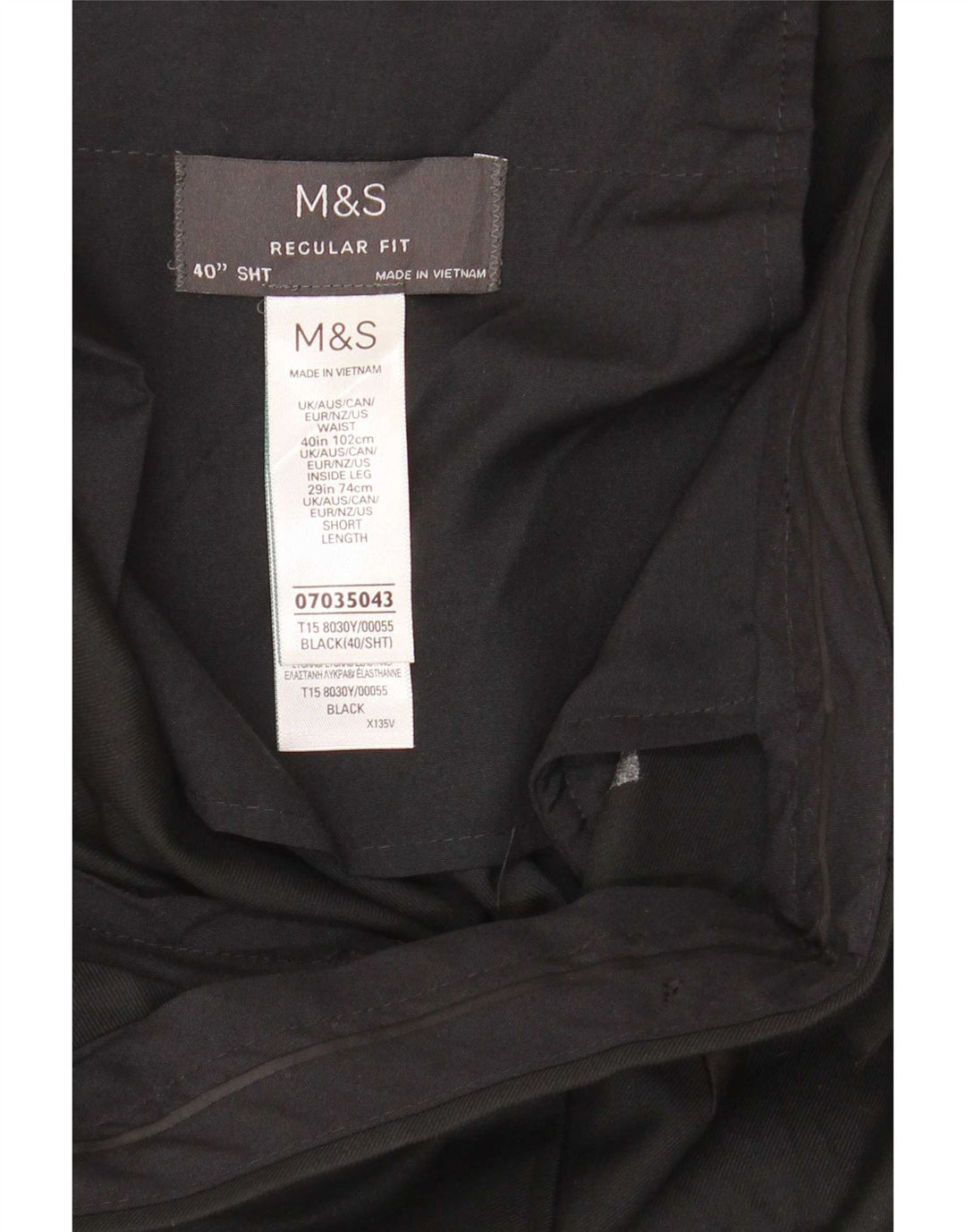 Мужские костюмные брюки классического кроя Marks & Spencer W40 L29, черный полиэстер
